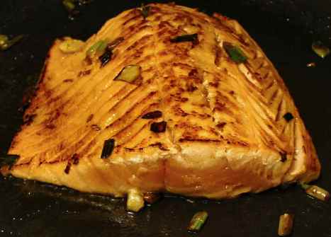 Pan-seared salmon, ready for the microwave