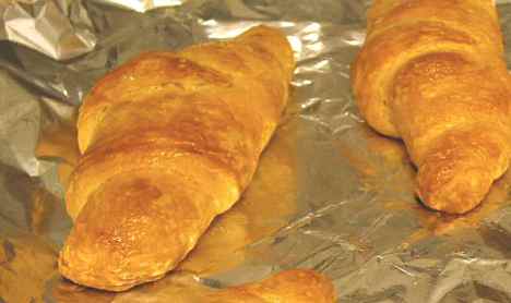 Baked croissants according to Julia Child's 1960s version on "The French Chef"