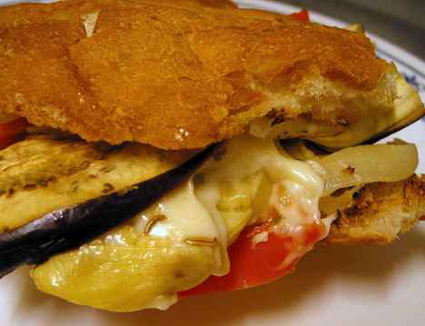 Microwaving the cheese and eggplant while the bread is toasting makes homemade panini a lot quicker