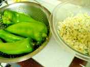 Anaheim chiles with corn and feta for stuffing