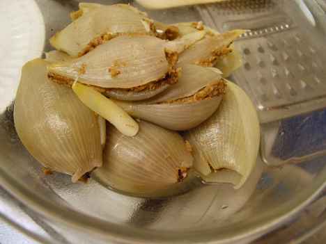 Stuffed onions ready for steaming in the microwave