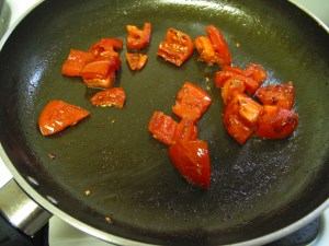 tomatoes in frying pan