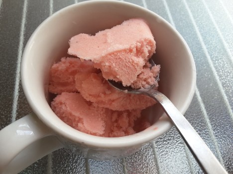 cup of watermelon rosewater sherbet