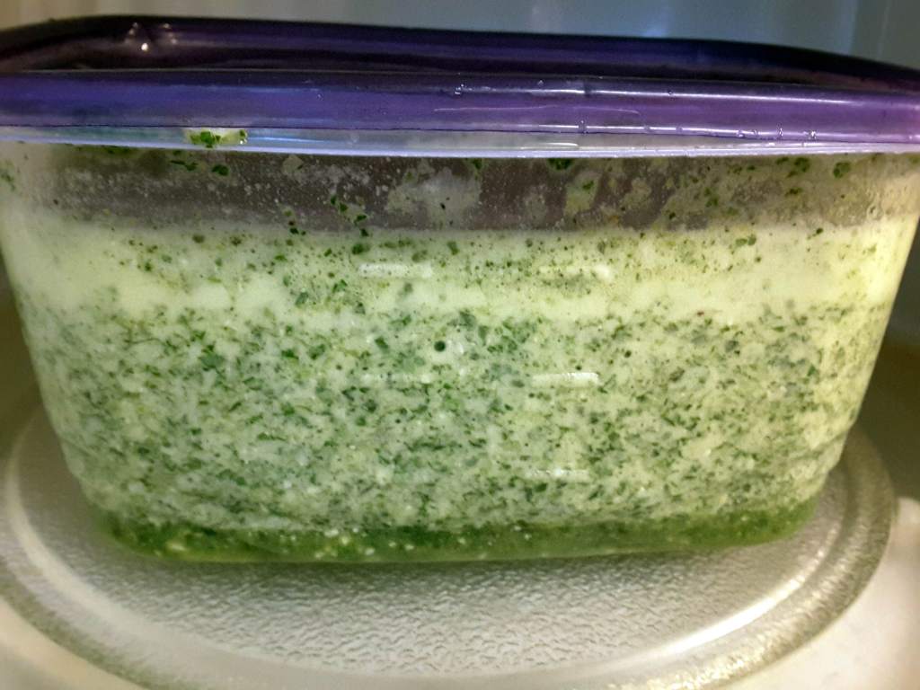 The soup separates out partway through microwaving.